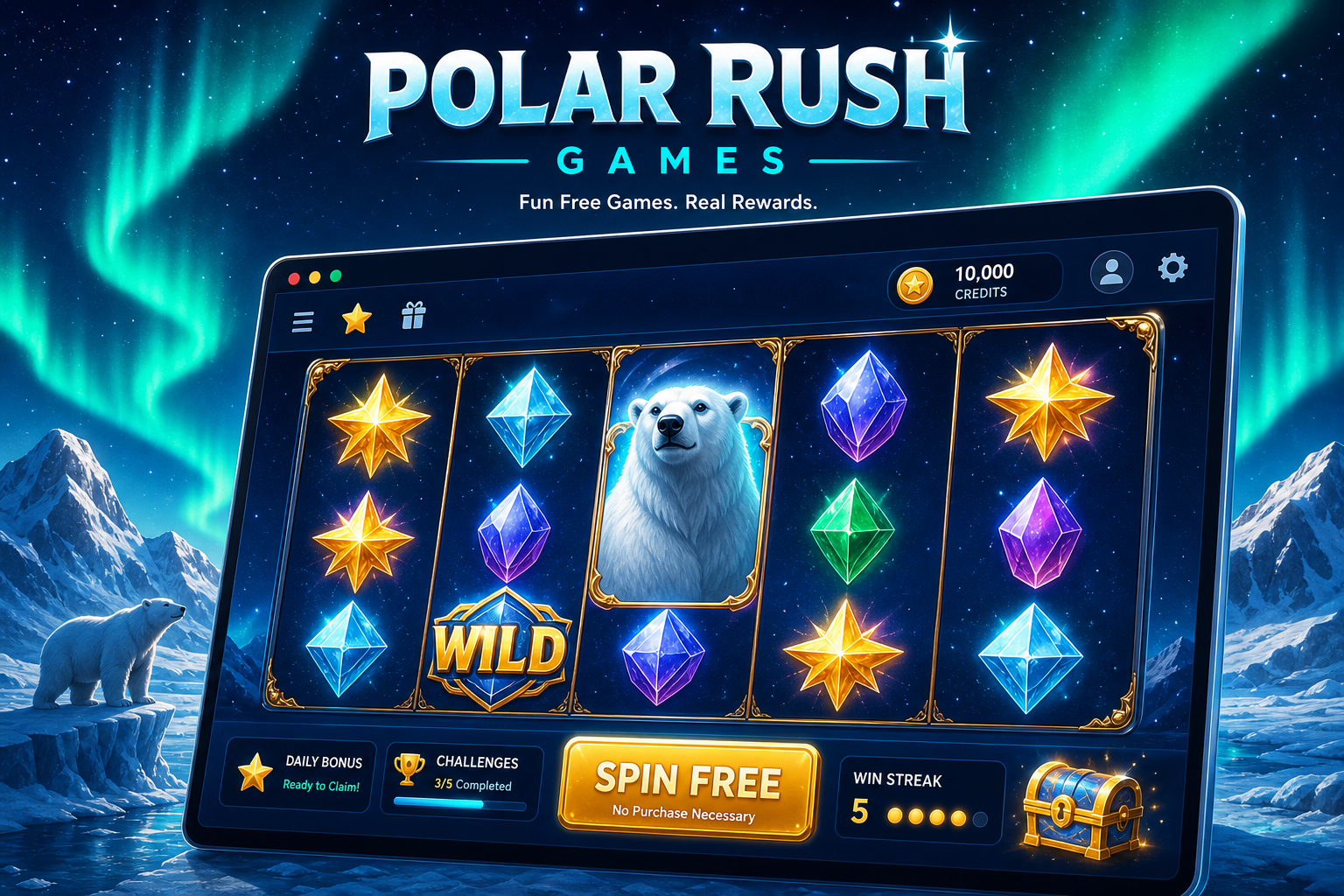 Free social casino games online at Polar Rush Games